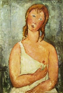 Amedeo Modigliani: Giovane rossa in camicia, a mezza figura